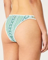 High-Leg Embroidered Stitch Strappy Cheekiest Bikini Bottom