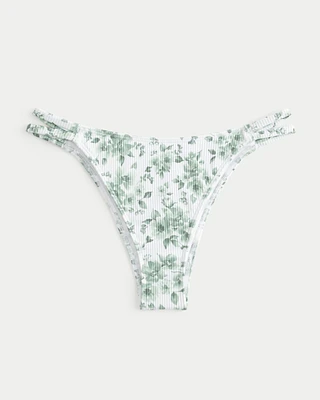Ribbed Strappy High-Leg Cheekiest Bikini Bottom