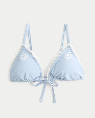 Embroidered Triangle Bikini Top