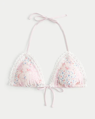 Crochet-Style Trim Triangle Bikini Top