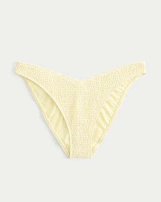 Smocked High-Leg Cheeky Bikini Bottom