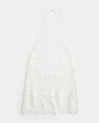 Crochet-Style Halter Cover Up Dress