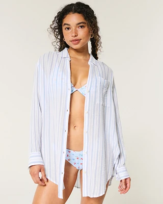 Button-Through Mini Shirt Dress