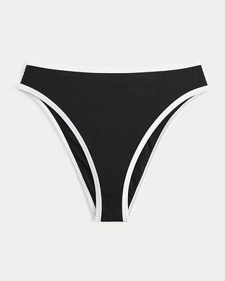 Curvy High-Leg High-Waist Ribbed Cheeky Bikini Bottom