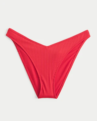Ribbed High-Leg V-Waist Cheeky Bikini Bottom