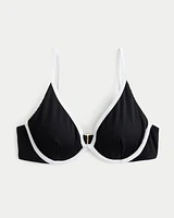 Ribbed Plunge Underwire Bikini Top