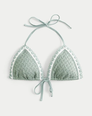 Crochet-Style Mixed Triangle Bikini Top