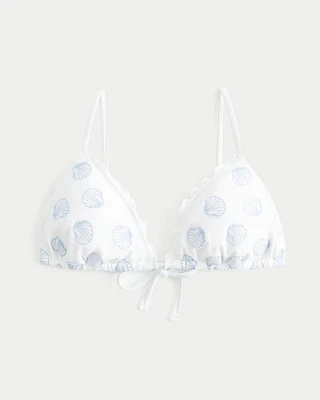 Embroidered Triangle Bikini Top