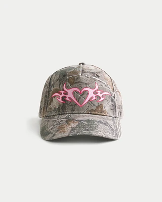 Heart Flame Graphic Camo Baseball Hat