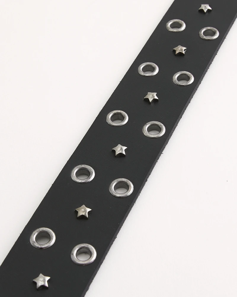 Star-Studded Leather Belt