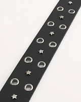 Star-Studded Leather Belt
