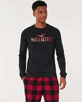 Long-Sleeve Logo Graphic Tee & Flannel Pajama Pants Set