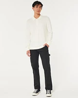 Textured Long-Sleeve Sweater Polo