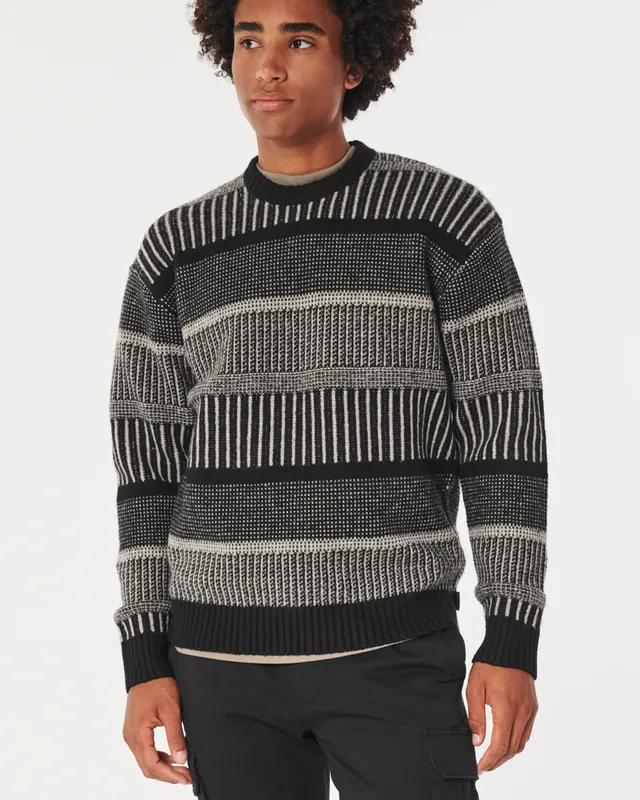 Hollister Easy Striped Crochet Crew Sweater