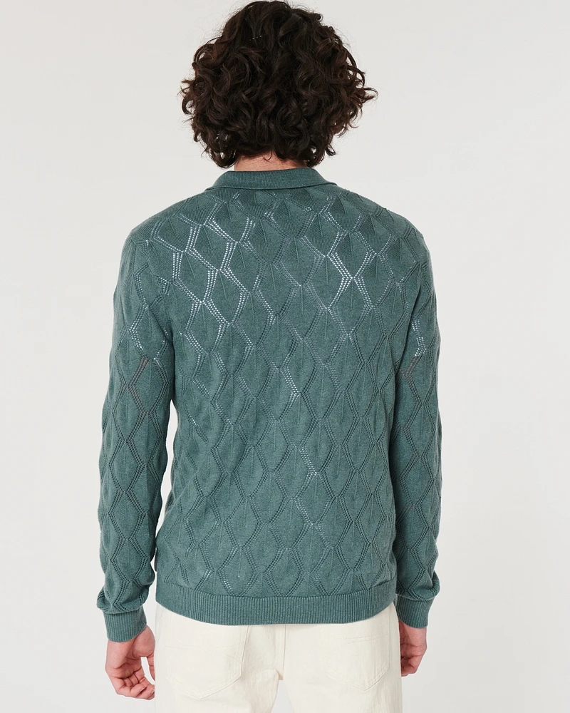 Open-Stitch Sweater Polo