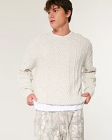 Boxy Cable-Knit Crew Sweater