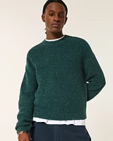 Boxy Cable-Knit Crew Sweater