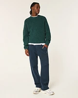 Boxy Cable-Knit Crew Sweater