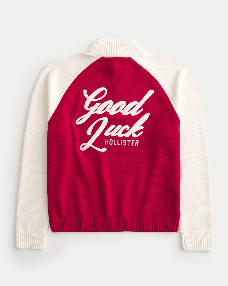 Relaxed Lunar New Year Graphic Quarter-Zip Sweater