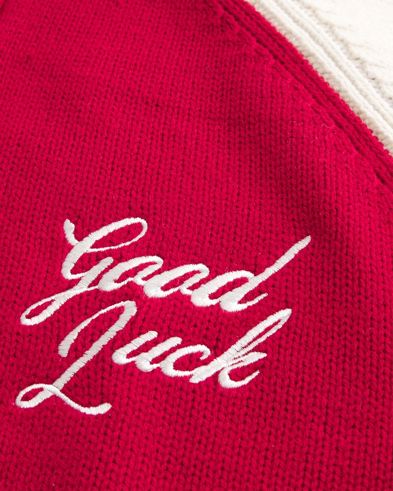Relaxed Lunar New Year Graphic Quarter-Zip Sweater