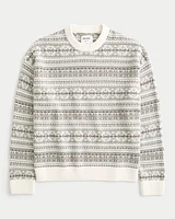 Boxy Pattern Crew Sweater