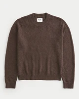 Boxy Textured Crew Sweater