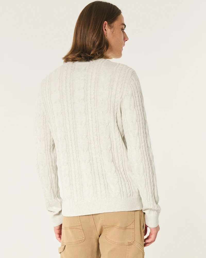 Lightweight Cable-Knit Crew Sweater