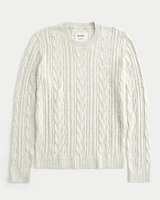 Lightweight Cable-Knit Crew Sweater