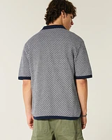 Boxy Short-Sleeve Sweater Polo