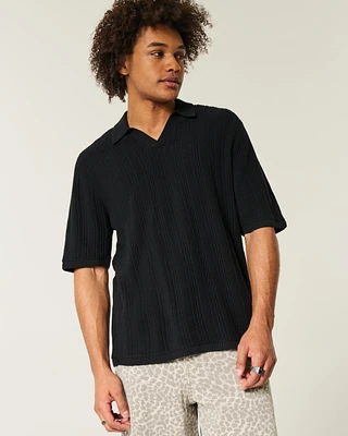 Boxy Short-Sleeve Sweater Polo