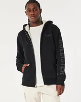 Faux Shearling-Lined Zip-Up Hoodie