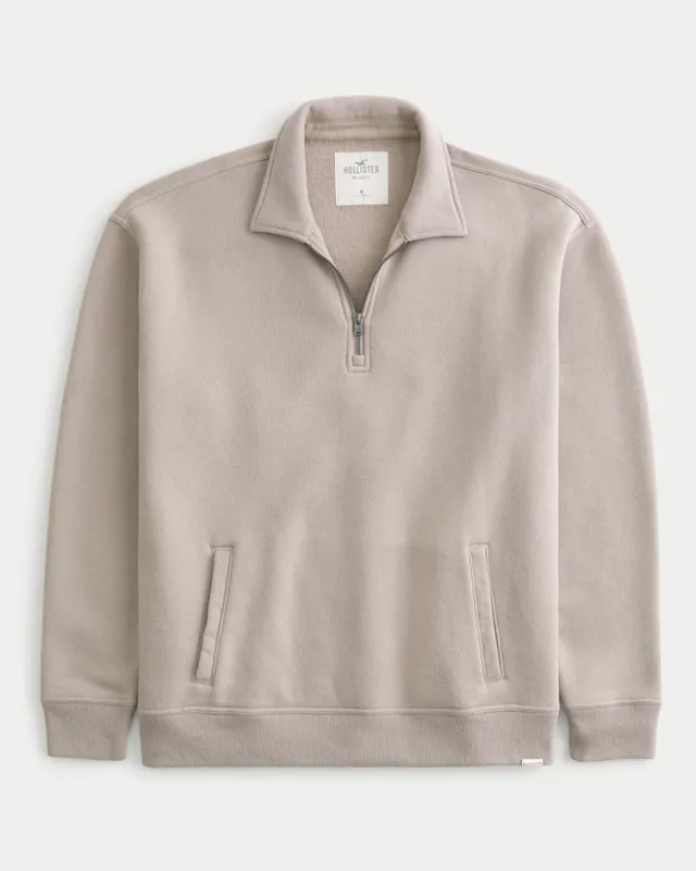 Hollister cozy half zip sweatshirt in cream, ASOS