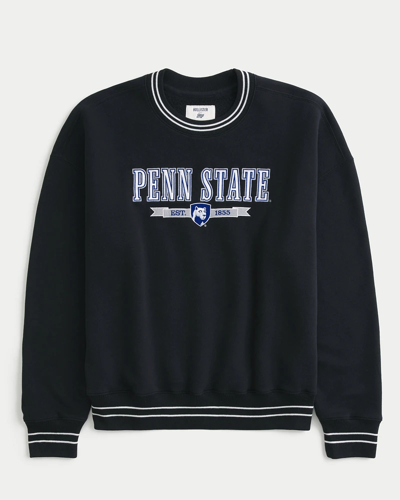 Boxy Penn State University Graphic Crew Sweatshirt