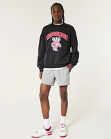 Boxy University of Wisconsin Graphic Crew Sweatshirt