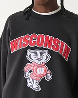 Boxy University of Wisconsin Graphic Crew Sweatshirt