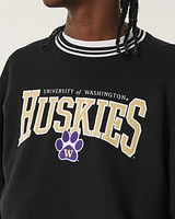 Boxy University of Washington Huskies Graphic Crew Sweatshirt