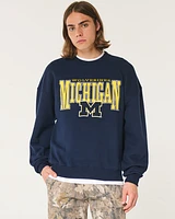 Boxy University of Michigan Graphic Crew Sweatshirt