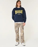 Boxy University of Michigan Graphic Crew Sweatshirt