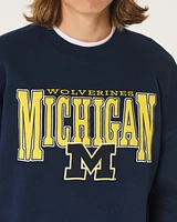 Boxy University of Michigan Graphic Crew Sweatshirt