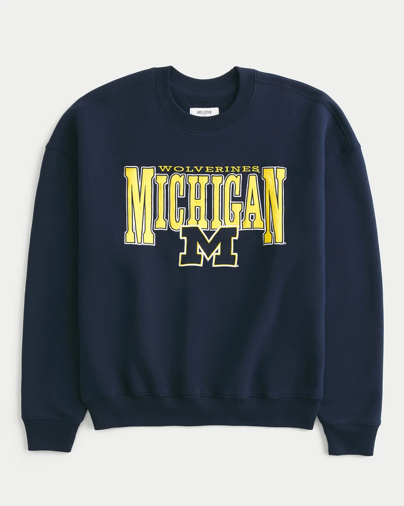 Boxy University of Michigan Graphic Crew Sweatshirt