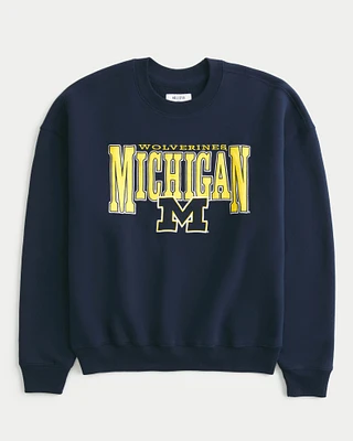 Boxy University of Michigan Graphic Crew Sweatshirt