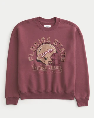 Boxy Florida State University Graphic Crew Sweatshirt