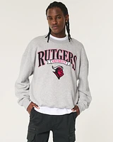 Boxy Rutgers University Graphic Crew Sweatshirt