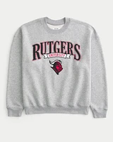 Boxy Rutgers University Graphic Crew Sweatshirt