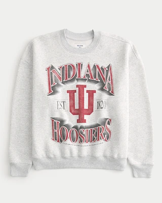 Boxy Indiana University Hoosiers Graphic Crew Sweatshirt