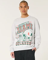 Boxy University of Miami Graphic Crew Sweatshirt