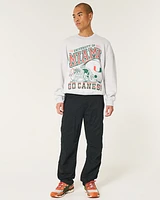 Boxy University of Miami Graphic Crew Sweatshirt