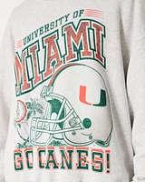 Boxy University of Miami Graphic Crew Sweatshirt