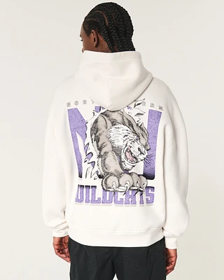 Boxy Northwestern University Wildcats Graphic Hoodie