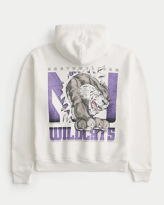 Boxy Northwestern University Wildcats Graphic Hoodie